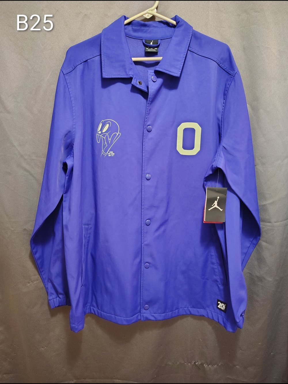 Jordan Men’s Purple Snap-Front Coach Jacket with O Patch